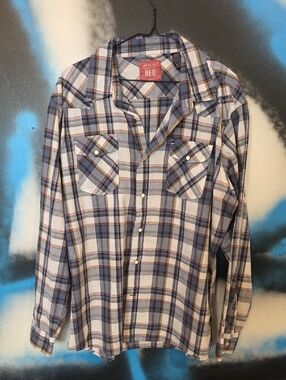 Wrangler RED Plaid Shirt in Blue, White & Red Accents